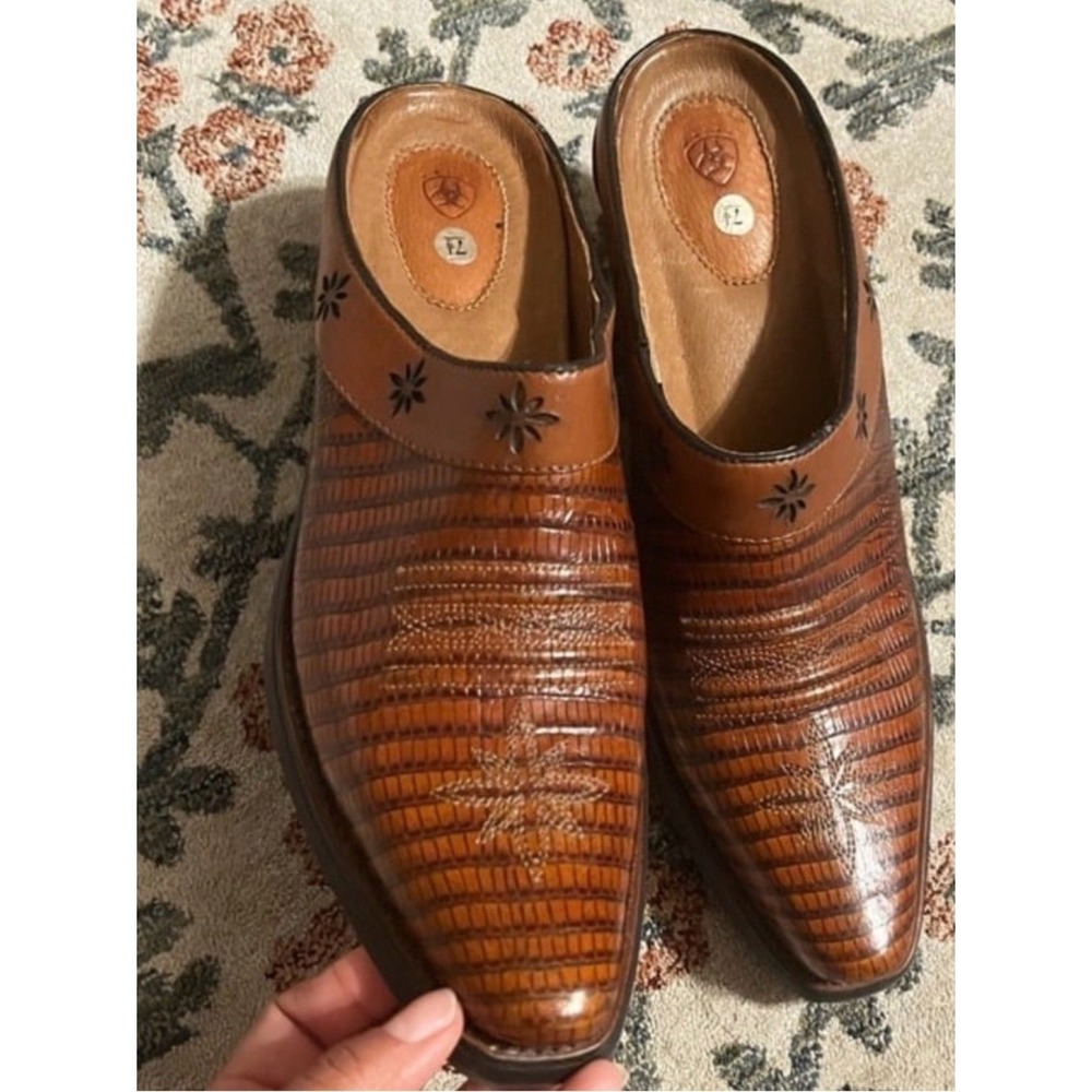 Ariat‎ desert star cognac brown leather mule